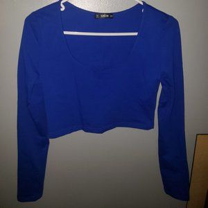 Royal Blue Square Neck Crop Top